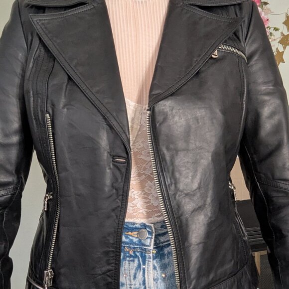 Express Jackets & Blazers - Y2K Genuine Leather Biker Jacket Size S